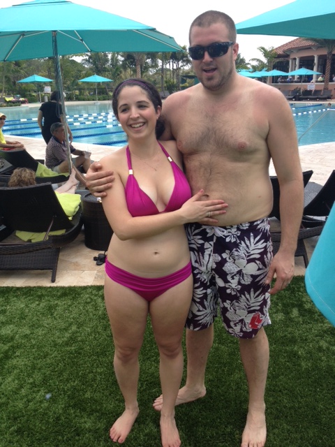 Dan pushing out his "baby belly" and me trying to suck mine in ;)