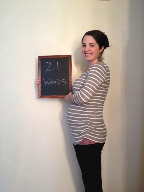 21 weeks - baby is 13 ounces and the size of a large banana