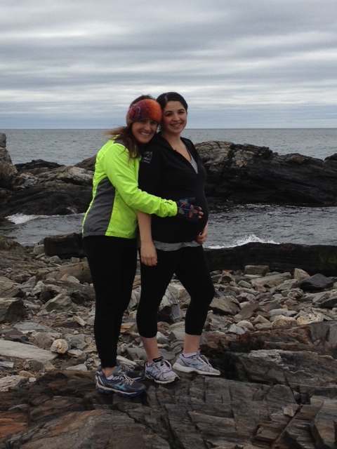 Mom and I walking at Prout's Neck