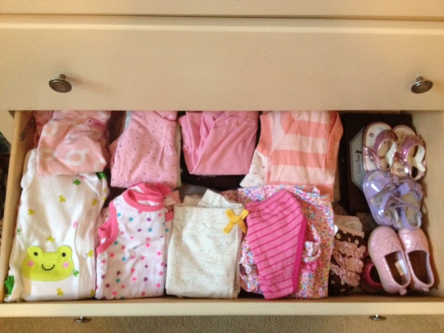 Baby's dresser is already filled with NB and 0-3 month clothes!