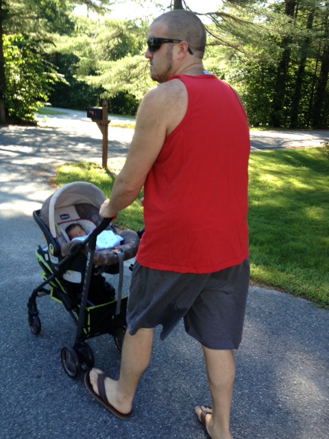 Mia's first neighborhood stroll