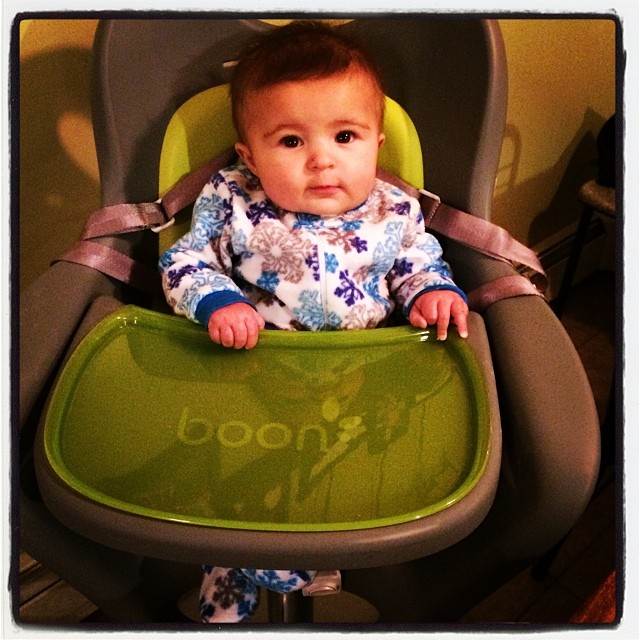 Mia in her highchair for the first time