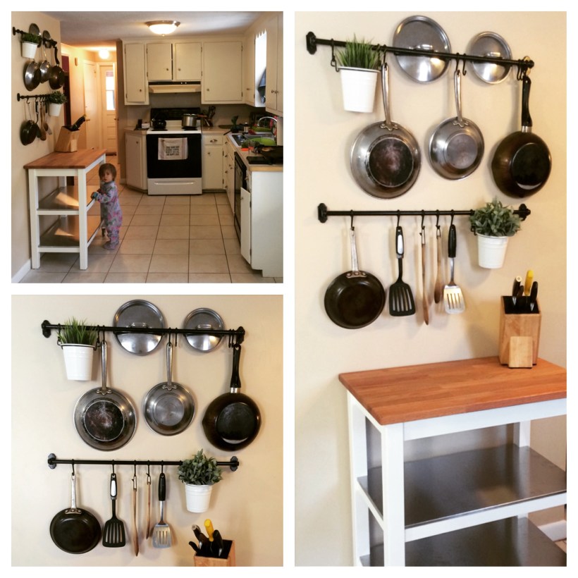 Ikea Kitchen Cart ($199) and Wall Storage ($25)